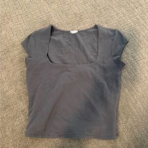 Garage Women’s Square Neck Short Sleeve Top - gray